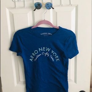A royal blue Aeropostale tee shirt